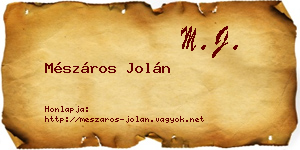 Mészáros Jolán névjegykártya